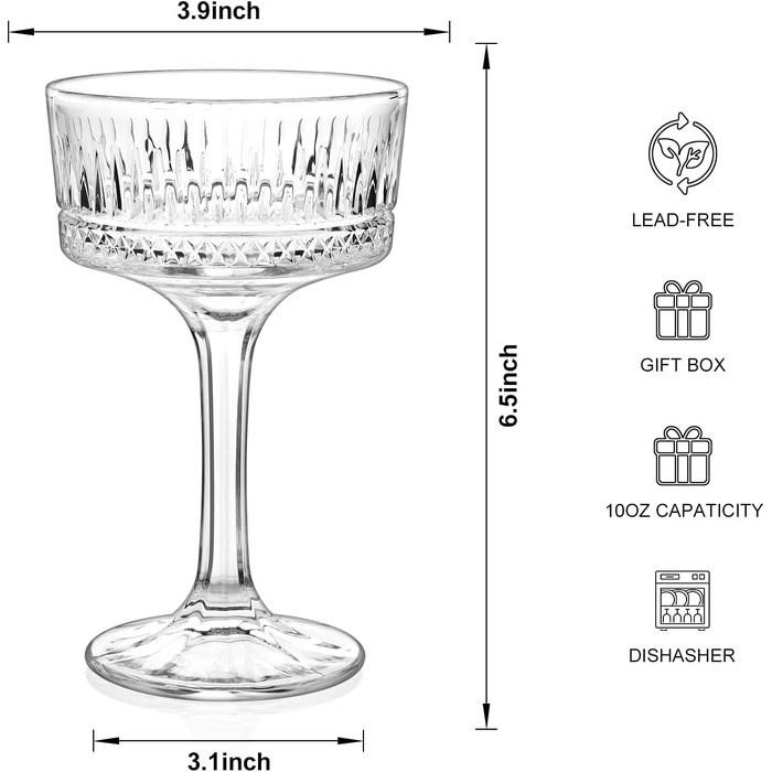 Набір келихів для Мартіні Martini 6 шт, 300 мл, келих для Мартіні, для вечірок, ресторанів, барів