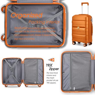 Чохол-валіза Sea Choice з поліпропілену, розширюваний, ручна поклажа, 4-х частинний набір, з TSA замком (Оранжевий)