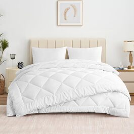 Ковдра Aisbo 240x220 см 4 сезони – комплект з 2 ковдр: легка літня 150 г/м² та всесезонна 300 г/м², стьобана, з кнопками, для літа й зими