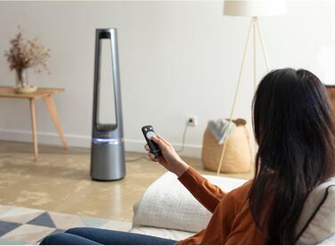 Вентилятор-повітроочисник Rowenta Eclipse QU5030 2-в-1 | Повітряний фільтр, 12 швидкостей, таймер, пульт керування, антрацит