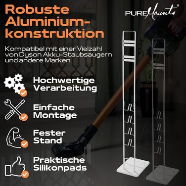 Підставка для пилососа Dyson V15/V12/V11/V10/V8/V7 PureMounts біла - універсальний тримач для аксесуарів