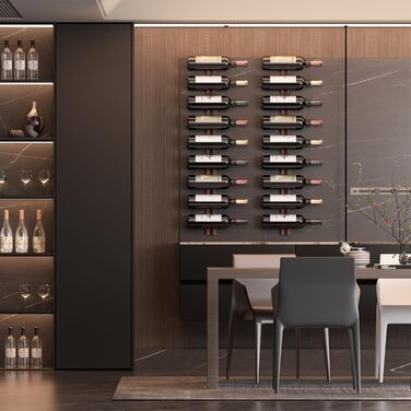 B4Life Wine Rack, Bottle Rack, Wall Wine Rack for 9 Wine Bottles, Wooden and Metal Wall Wine Rack, Black Hanging Wine Bottle Shelves