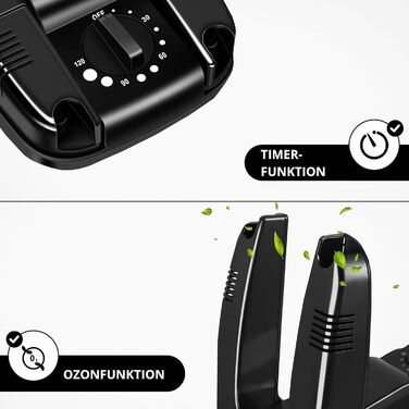 Сушарка для взуття Vonia з таймером, освіжувач взуття, усуває неприємний запах, чорна (з озоном)