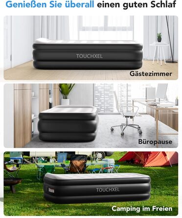 Надувний матрац односпальний з електричним насосом (Чорний, Twin)