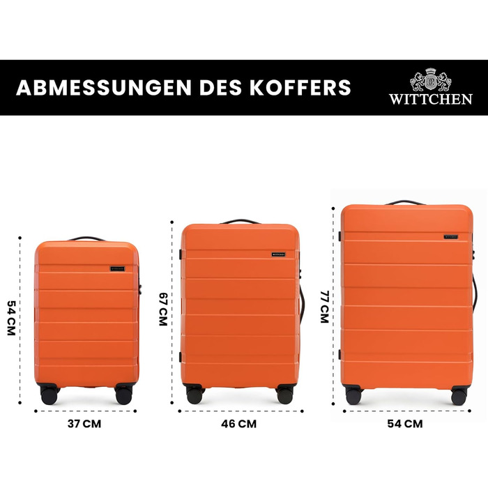 Набір валіз WITTCHEN COMODO Line: 3 шт., ABS, телескопічна ручка, TSA-замок, 4 колеса (Оранжевий)