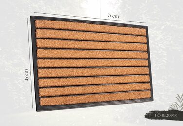 Килимок Hanse Home кокосовий для дому та вулиці 45x75 см (смуги) - вологостійкий, антиковзний килимок для входу, тераси, коридору