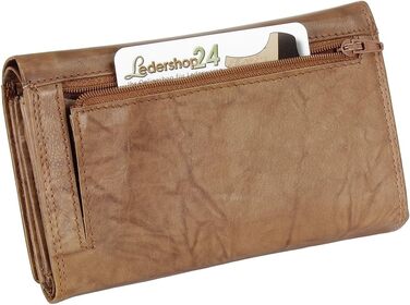 Ledershop24 RFID Women's Leather Wallet, Women's Cardholder, Women's Purse - Long Natural Leather - Gift Set + Exclusive Key Chain