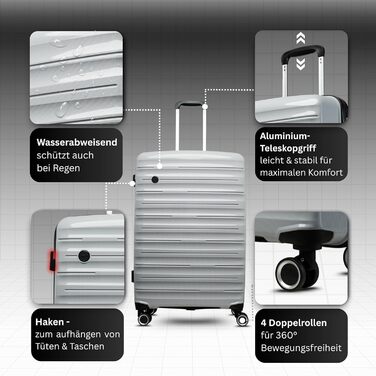 Чемодан великий 100 літрів з TSA замком: валіза, ролер, валіза з жорстким корпусом, валіза XL сірого кольору