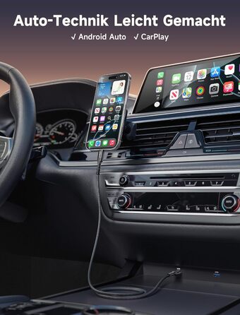 Кабель USB-C JSAUX 2 шт. (2м), 3.1A, нейлон, швидка зарядка, сумісний з Samsung Galaxy, iPhone, CarPlay, PS5