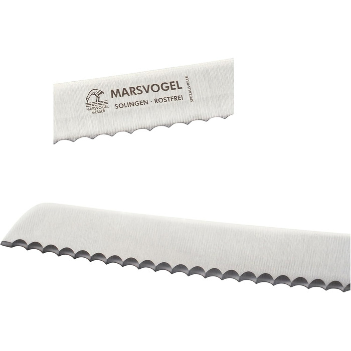 Ніж для хліба Marsvogel 8'' з дерев'яною ручкою Bubinga, гостре лезо з Золінгена, ергономічний, стильний дизайн, ідеальний для легкого нарізання хліба та випічки