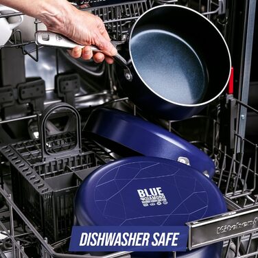 Набір посуду Blue Diamond Cookware Diamantstruktur Keramik Antihaft, 0.9 л, з кришкою та ручкою, не містить PFAS, для плити (не індукція), можна мити в посудомийній машині, можна використовувати в духовці