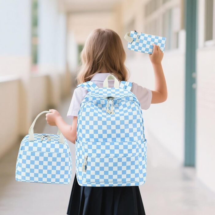 Шкільний рюкзак LEDAOU для хлопчиків та дівчаток-підлітків, білий з ромашками, чорний, блакитно-білий, для щоденного використання