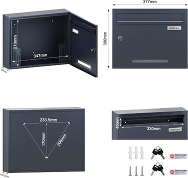 Поштовий ящик Zedelmaier з газетницею антрацит RAL 7016: Персоналізований настінний поштовий ящик з нержавіючої сталі, 3D номер будинку, сучасний, стійкий до погодних умов, подвійне порошкове покриття
