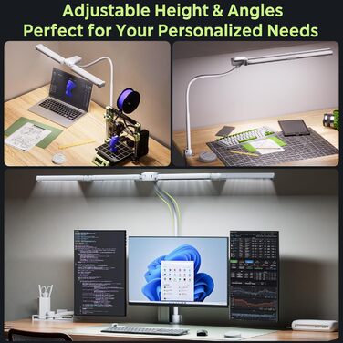 Лампа настільна EYOCEAN з 4 джерелами світла, 24W, 100см, денне світло, з пультом, регульована яскравість, для офісу та дому, захист очей, з шийним гнучким кріпленням