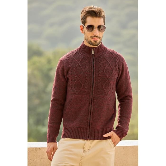 Чоловіча флісова куртка Les Umes з коміром-стійкою, Regular Fit (Бордовий, 3XL)