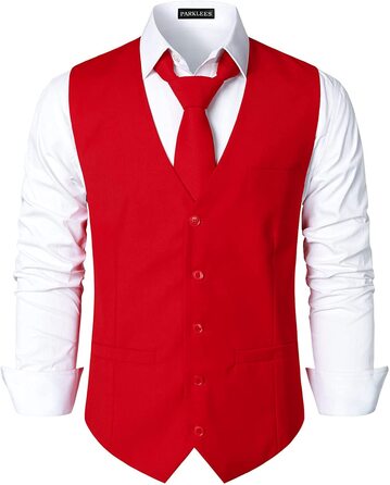 Чоловічий жилет Parklees Slim Fit: класичний, для костюма, смокінга, повсякденний, червоний колір