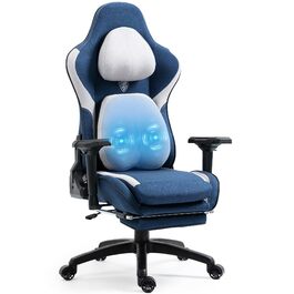 Dowinx Геймінговий крісло, дихаючий офісний стілець з високоякісного матеріалу, ергономічний PC стілець з 4D підлокітниками, регульований та поворотний геймінговий стілець з підніжкою, блакитний