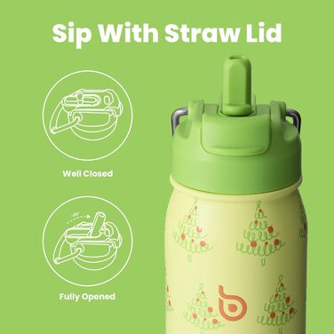 BOTTLE BOTTLE Stainless Steel Water Bottle 24oz (709ml) with Straw Handle and Pill Compartment for Outdoor, School, Insulated Sports Bottle (Tree)