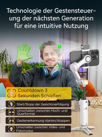 Стабілізатор для iPhone та Android від AOCHUAN: 3-осьовий гімбал з OLED-дисплеєм та подовжувачем 7,8 дюймів (Smart X2 Kit)