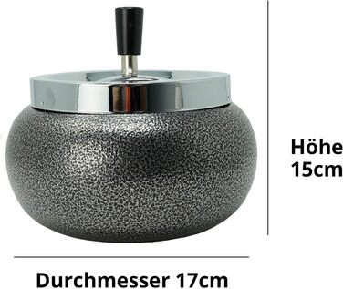 Kogu ashtray for cigarette butts, Jumbo, curved, 17cm (Chrome/Stone Lacquer)