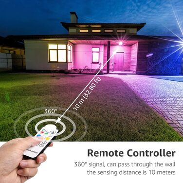 LED прожектор Lepro 50 Вт RGB з RF-пультом, набір 2 шт, водонепроникний IP65, з функцією пам’яті, диміруванням, кольорова зовнішня лампа для саду, вечірок, готелів