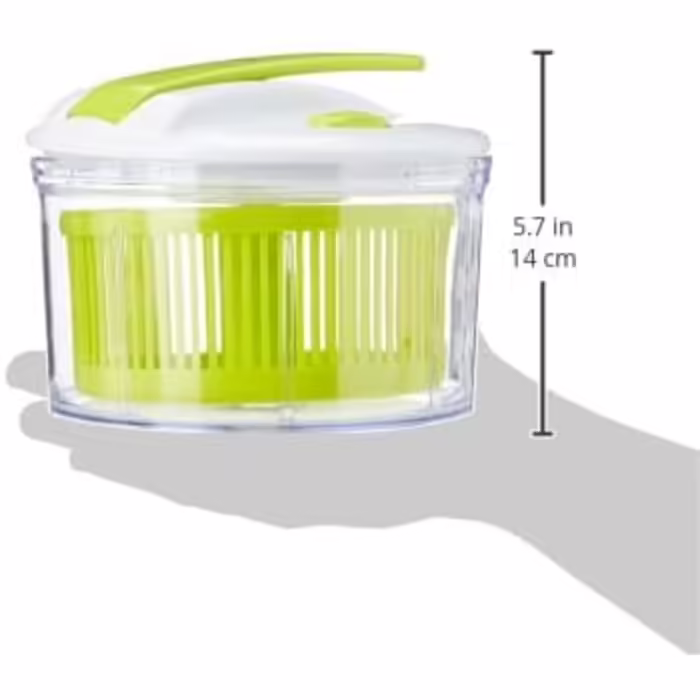 Ibili Salad Spinner with Pedal Function 24 cm, Stainless Steel, White/Green/Silver, (16 x 16 x 14 cm)