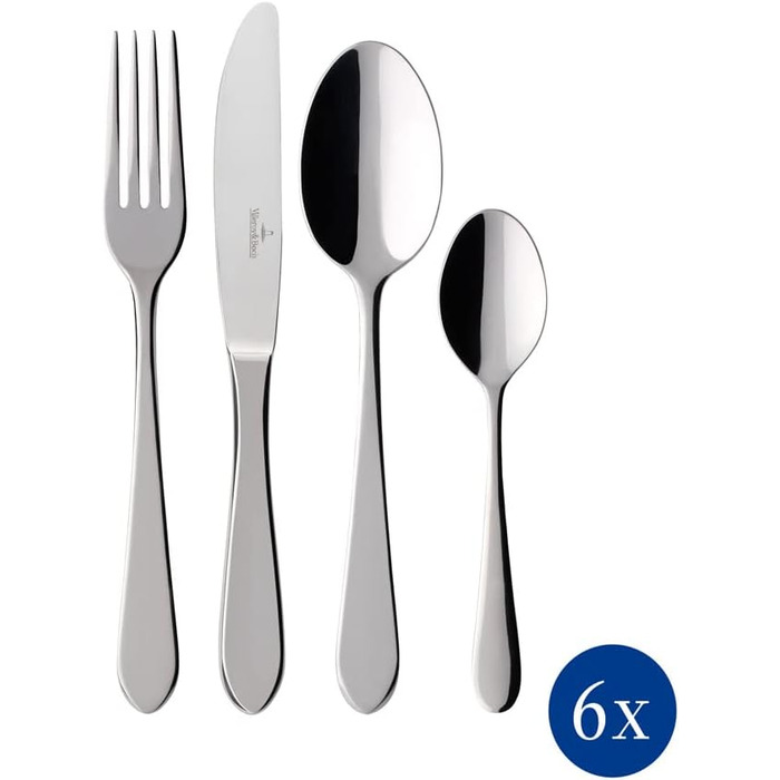 Villeroy & Boch – Oscar Cutlery Set 30-Piece Silver/Platinum, Dishwasher Safe, Rustproof, Cutlery Set 30-Piece, Dinnerware, Fork, Knife, Spoon, Dinnerware Set, Stainless Steel