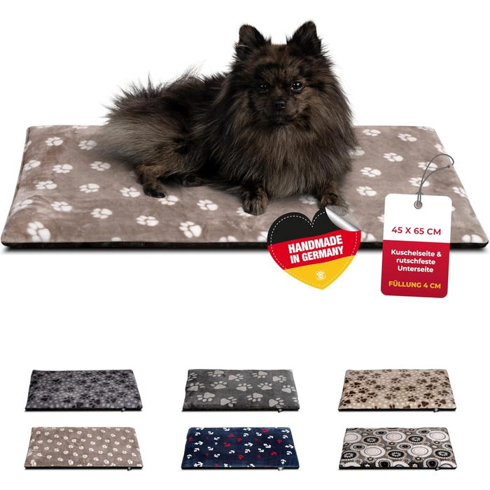 Підстилка для собак XS (45x65 см) – неслизька та затишна з 3 см наповнювачем – ідеальна для дивану, авто та переноски – Tatze Beige, Made in DE 45 x 65 см Tatze Beige