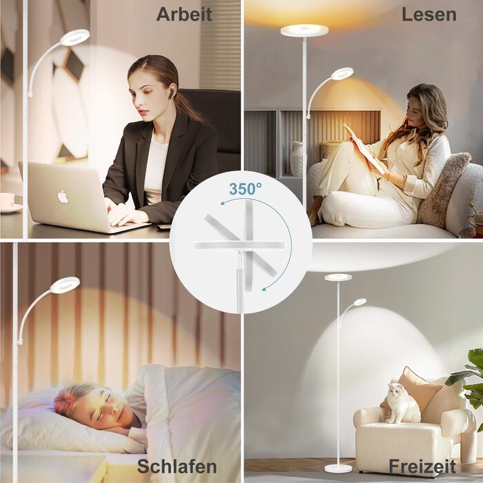 Стельова LED-лампа Stehlampe для вітальні, 4200LM, з регулюванням яскравості та пультом керування, сучасний дизайн, 42W, білий колір