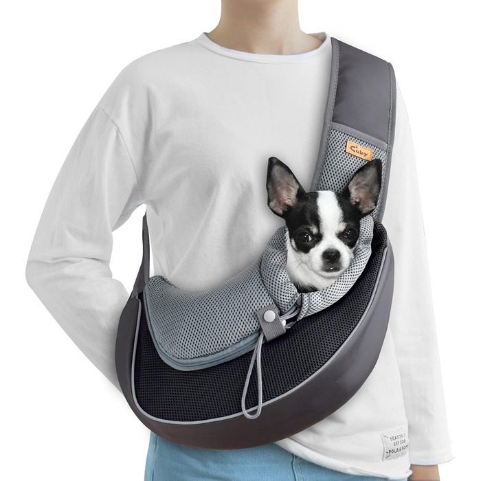 Сумка-кенгуру для собак і котів Cuby: чорна, S, з регульованим ременем, сітчаста, з застібкою-блискавкою та гачком