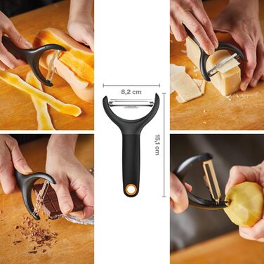 Овочечистка Fiskars Functional Form Y-подібна, 15 см, сталь/пластик, чорна (1016122)
