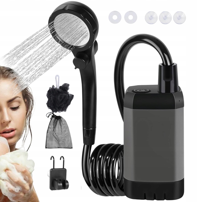 Портативний кемпінговий душ з помпою та акумулятором 6000 мАг, 2 режими роботи