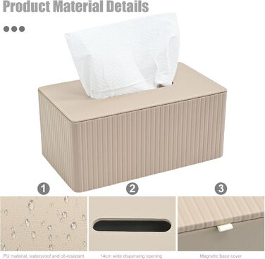 Скляниця для косметики з PU шкіри, 26x15x12 см, магнітна застібка, для ванної, кухні, авто, офісу - матова бежева