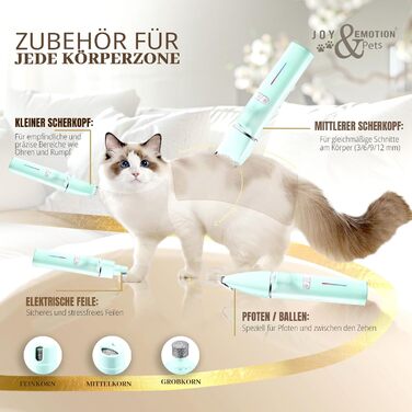 Машинка для стрижки тварин Joy & Emotion® 6-в-1: для котів та маленьких собак, з лазером та УФ-світлом, бездротова, тиха