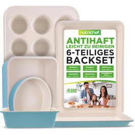 Набір форм для випічки NutriChef (6 шт.) – антипригарні листи, форми для запікання та випікання, сумісні з посудомийною машиною, стійкі до 230°C, компактні. Підходять для хліба, мафінів та лазаньї (Турквіс)