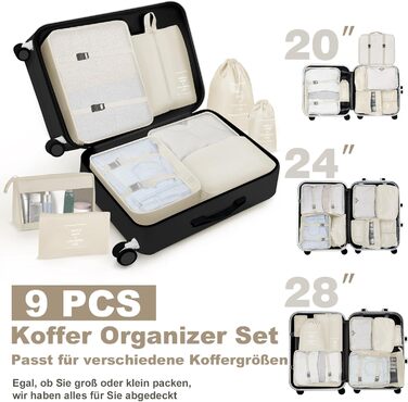 Органайзери для валізи OBSGUMU, набір 9 шт. - Packing Cubes для подорожей, косметичка, набір для подорожей