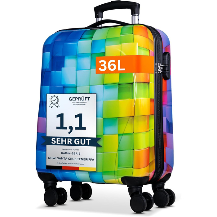 Чемодан NOWI Hartschaenkoffer Mittegroß: 68 літрів, 8 коліс, ABS, з TSA-замком та телескопічною ручкою. Ідеальний для подорожей, ручної поклажі та середніх поїздок