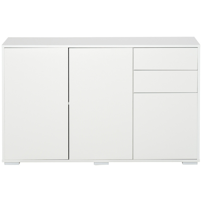 HOMCOM Sideboard White - Chest of Drawers with 2 Drawers & 3 Doors, Multi-Purpose Cabinet, File Cabinet, 117x36x74cm | Aosom