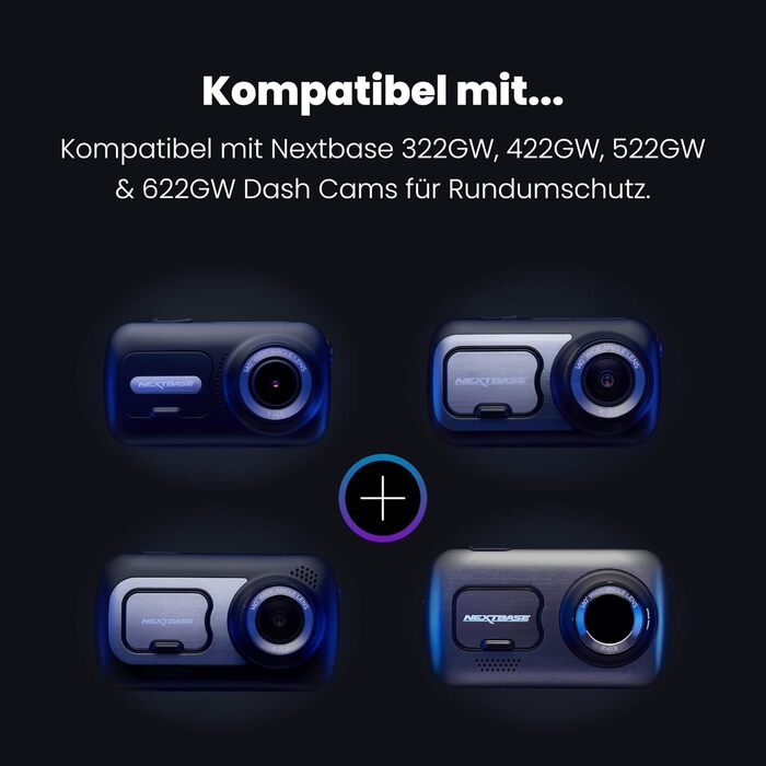 Nextbase 245609 Задня камера відеореєстратора для 322GW, 422GW, 522GW, 622GW, HD, об'єктив 30° Tele, до 1080p 30 FPS, проста установка, під'єднання одним кліком, кабельне під'єднання