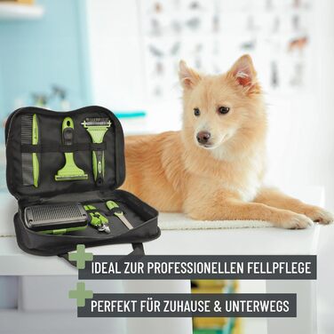 Набір для догляду за шерстю ReaVET для собак та котів (6 предметів) | Щітка для шерсті, знімач ковтунів, щітка для підшерстка, гребінець від бліх, ножиці для стрижки нігтів, сумка для аксесуарів