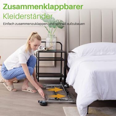 HOKEEPER Clothes Rack with Shelves, 450 kg Capacity, Rolling Clothes Rack, Portable Clothes Rack for Hanging, Chrome