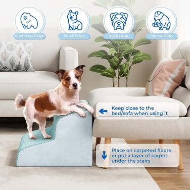 Сходинки для собак маленьких порід, 2 сходинки, 30 см, для дому, антиковзаючі, для котів та літніх тварин, сірі (блакитні)