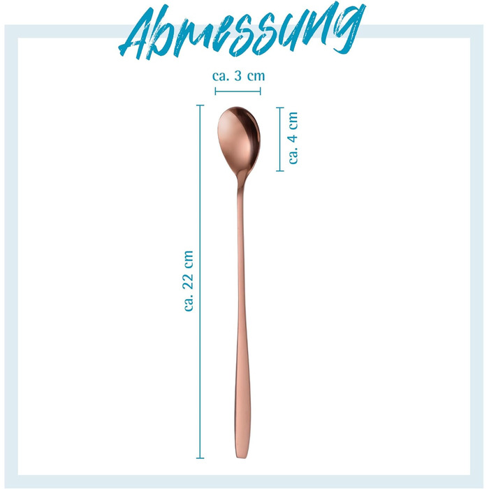 Ложка для кави, десертів та айс-ті з нержавіючої сталі GRÄWE, довга, червоне золото, для миття в посудомийній машині