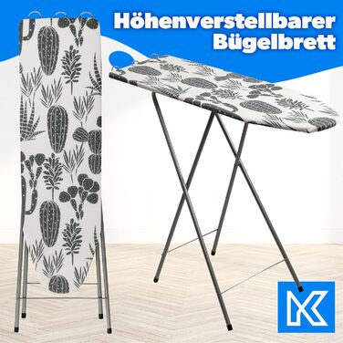 КADAX Регульована гладильна дошка зі сталі, 100x30 см, складана, з покриттям, антиковзні ніжки (білий/сірий)