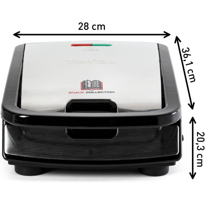 Мультифункціональний вафельниця і сендвічниця Tefal SW852D Snack Collection, антипригарне покриття, 700 Вт, змінні пластини, для вафель і сендвічів, чорний/сріблястий