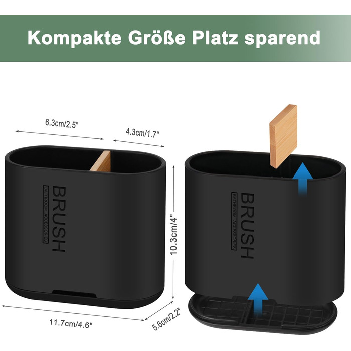 Тримач для електричної зубної щітки - органайзер для ванної кімнати, знімний, з отвором для стоку води, чорний, середній