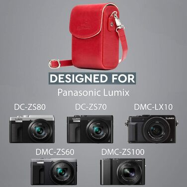 Чохол для фотоапарата MegaGear Panasonic Lumix DC-ZS70/LX10/ZS60/ZS100/LX15/TZ95/TZ90/TZ80/TZ100 шкіряний червоний