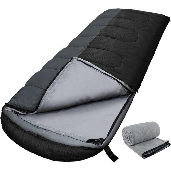 Спальний мішок Outdoor для дорослих, зимовий, водонепроникний, 3-4 сезони, 0°C, чорний, 220x85 см, з компресійним мішком