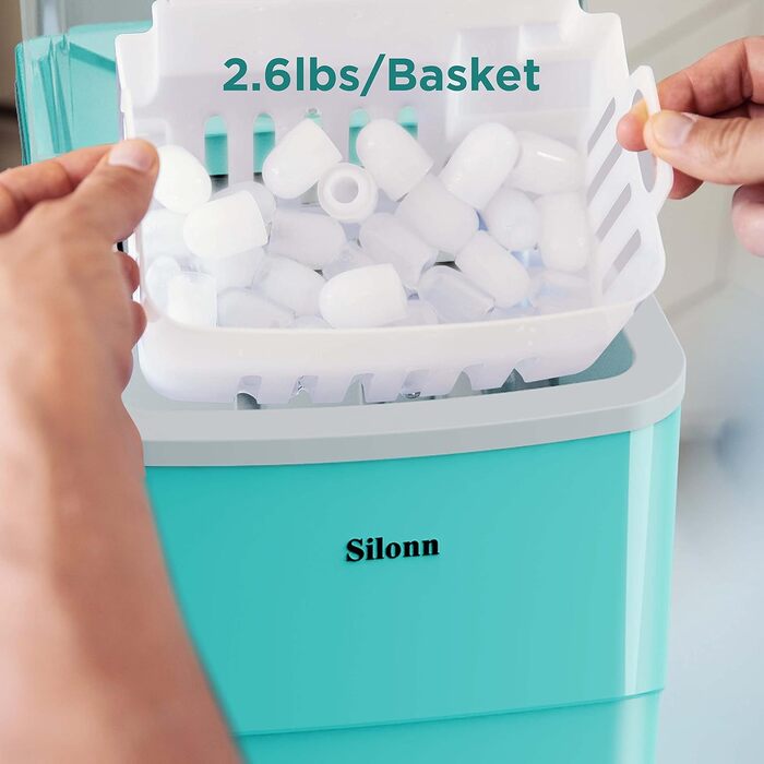 Льодогенератор Silonn IM01, 12 кг/добу, самоочищення, зелений - для дому, офісу, бару