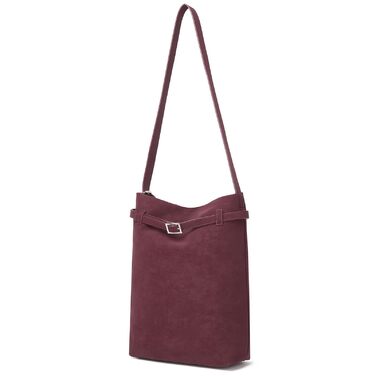 Сумка жіноча Miss Lulu велика шопер-тоут з м'якої PU шкіри, бордова (2-3)